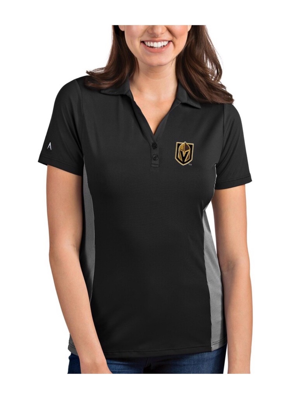 BNWT Women's NHL Vegas Golden Knights Antigua Black/Gray Venture Polo shirt